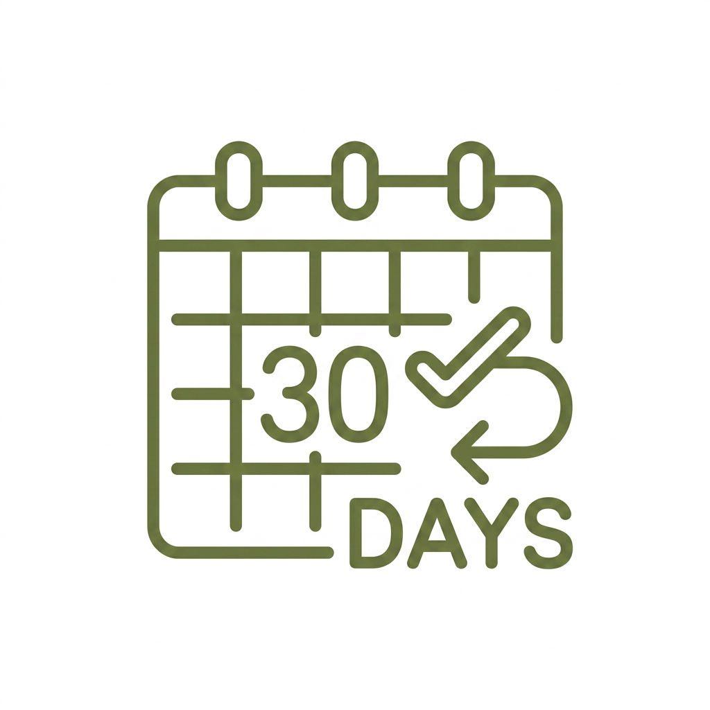 30-Day Money Back Guarantee and Free Returns Badge