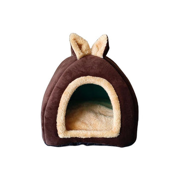 Coffee brown fabric warm snuggle nest bed for hamsters, chinchillas and small pets
