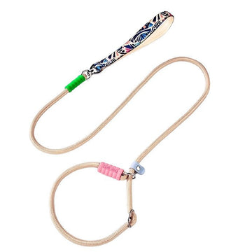 Khaki reflective dog leash with padded handle and 360¡ã rotating buckle