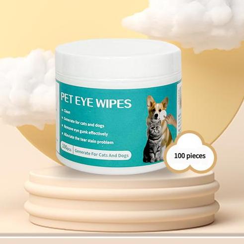Pet eye wipes for tear stain removal, 100 soft lint-free wipes per pack