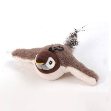 Realistic sparrow plush cat toy with sound chip and catnip pouch