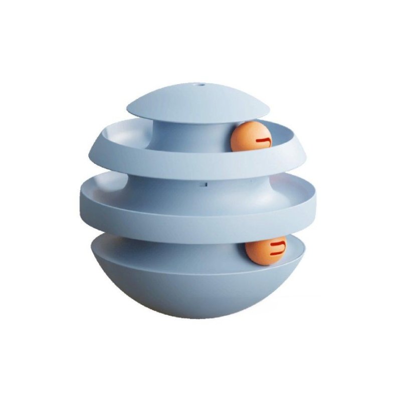 Mist blue three-layer cat ball track toy with interactive spinning balls