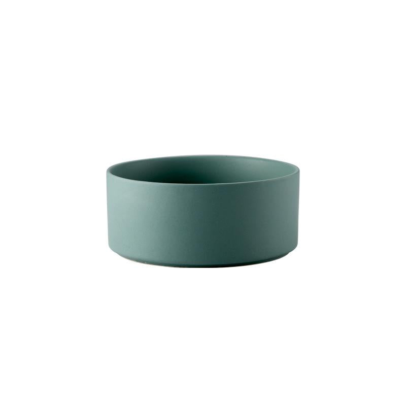 Green ceramic pet bowl with smooth glazed finish for cats and dogs