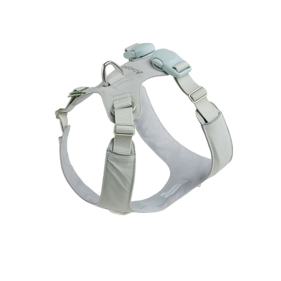 Light green waterproof dog harness with breathable mesh and adjustable fit
