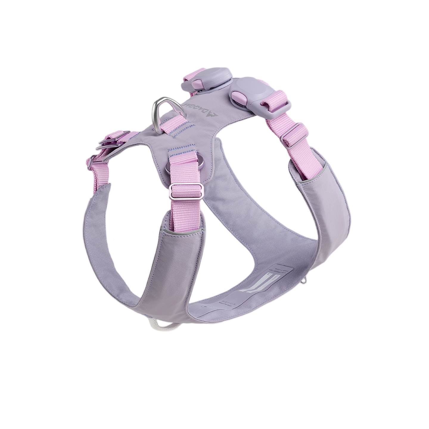 Purple and pink waterproof dog harness with color-block pattern
