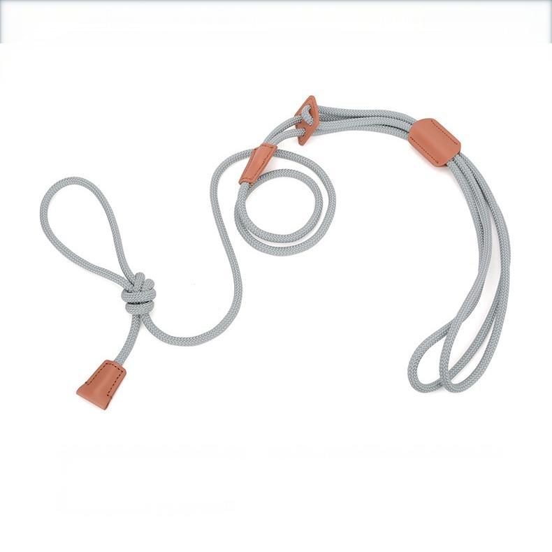 Gray cable-style dog harness with strong metal hardware