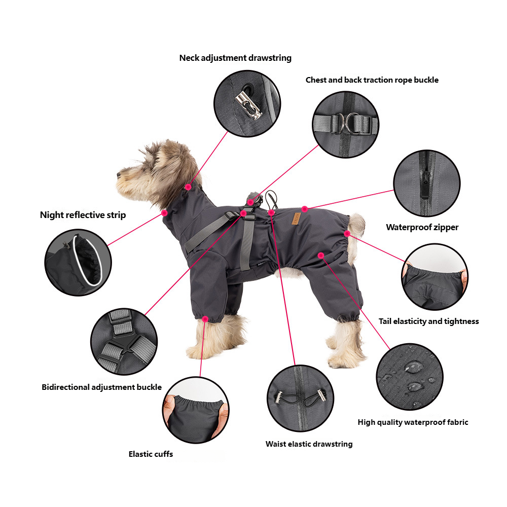 All‑Weather Dog Rain Suit with Harness
