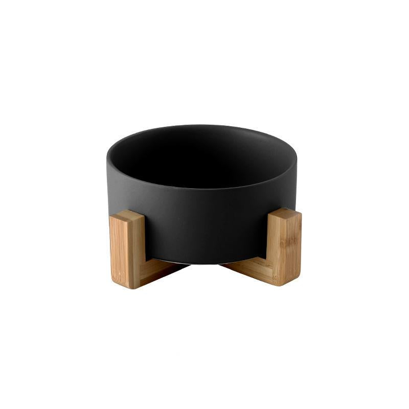 Ceramic Pet Bowl with Wood Stand