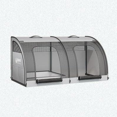 Grey foldable car pet crate with waterproof mat and removable litter tray