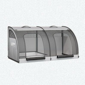 Grey foldable car pet crate with waterproof mat and removable litter tray