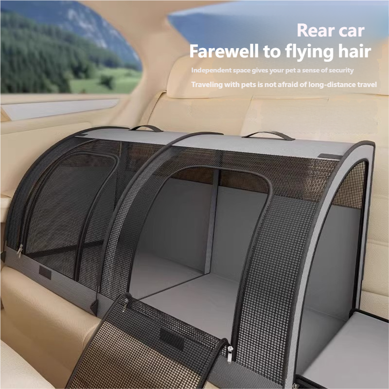 Foldable Car Pet Crate with mat & litter tray