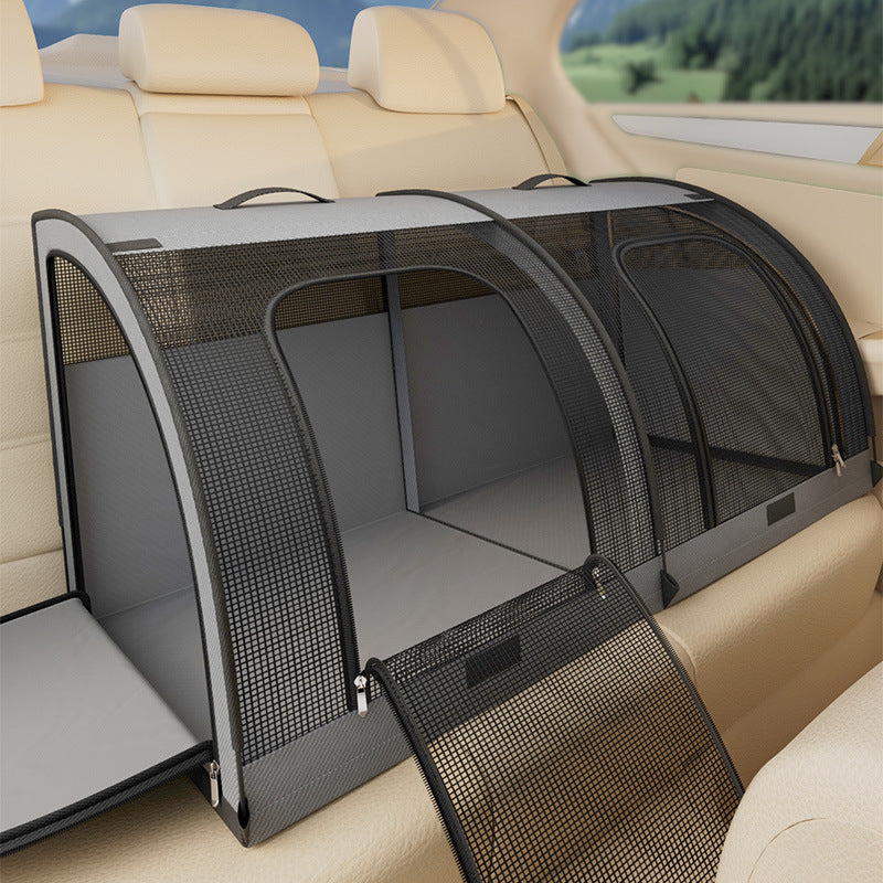 Foldable Car Pet Crate with mat & litter tray