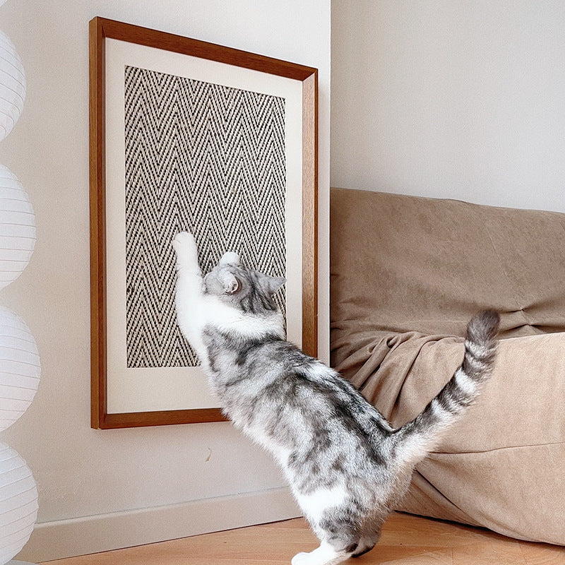 Framed Sisal Cat Scratching Board (Wall‑Mount or Stand)