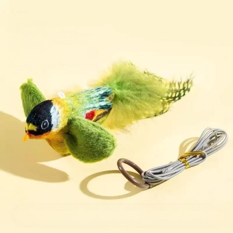 Three realistic plush bird cat toys with sound, catnip and feathers