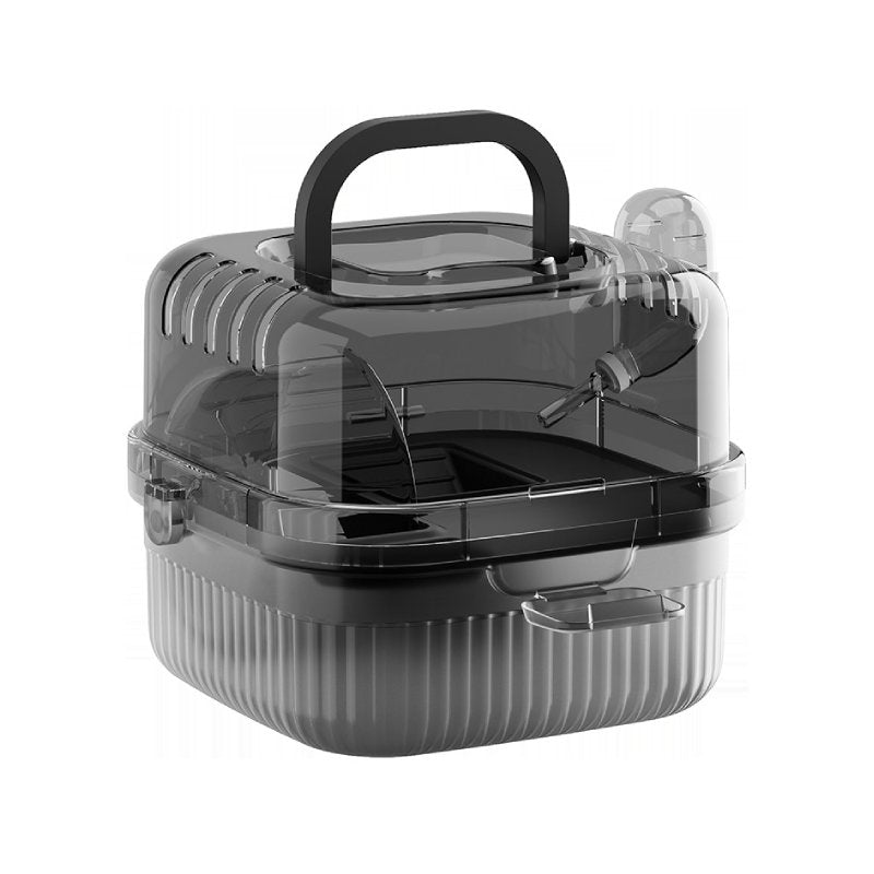 Clear portable hamster travel cage with dome lid, handle and ventilation holes