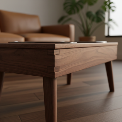 Walnut wood grain detail on elevated dog bowl stand
