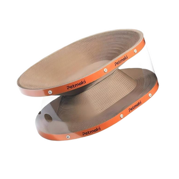 Modern cat scratcher lounge with transparent acrylic frame and sisal surface