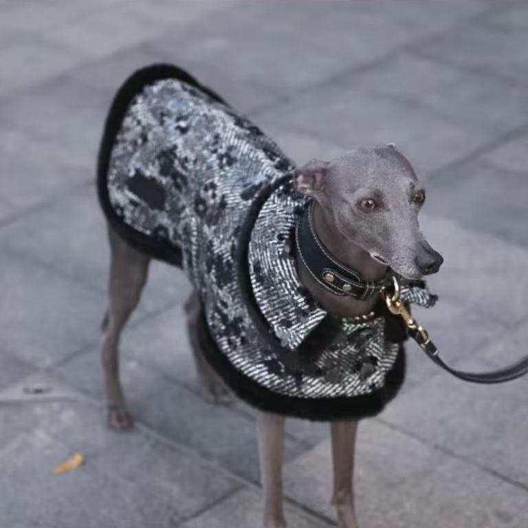 Black Houndstooth Party Dog Coat