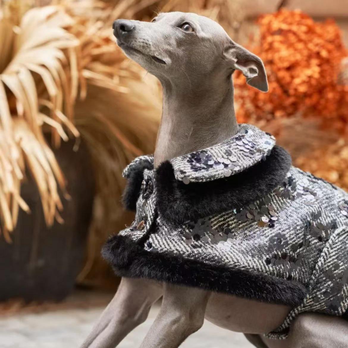 Black Houndstooth Party Dog Coat