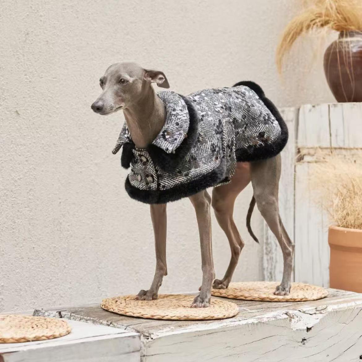 Black Houndstooth Party Dog Coat