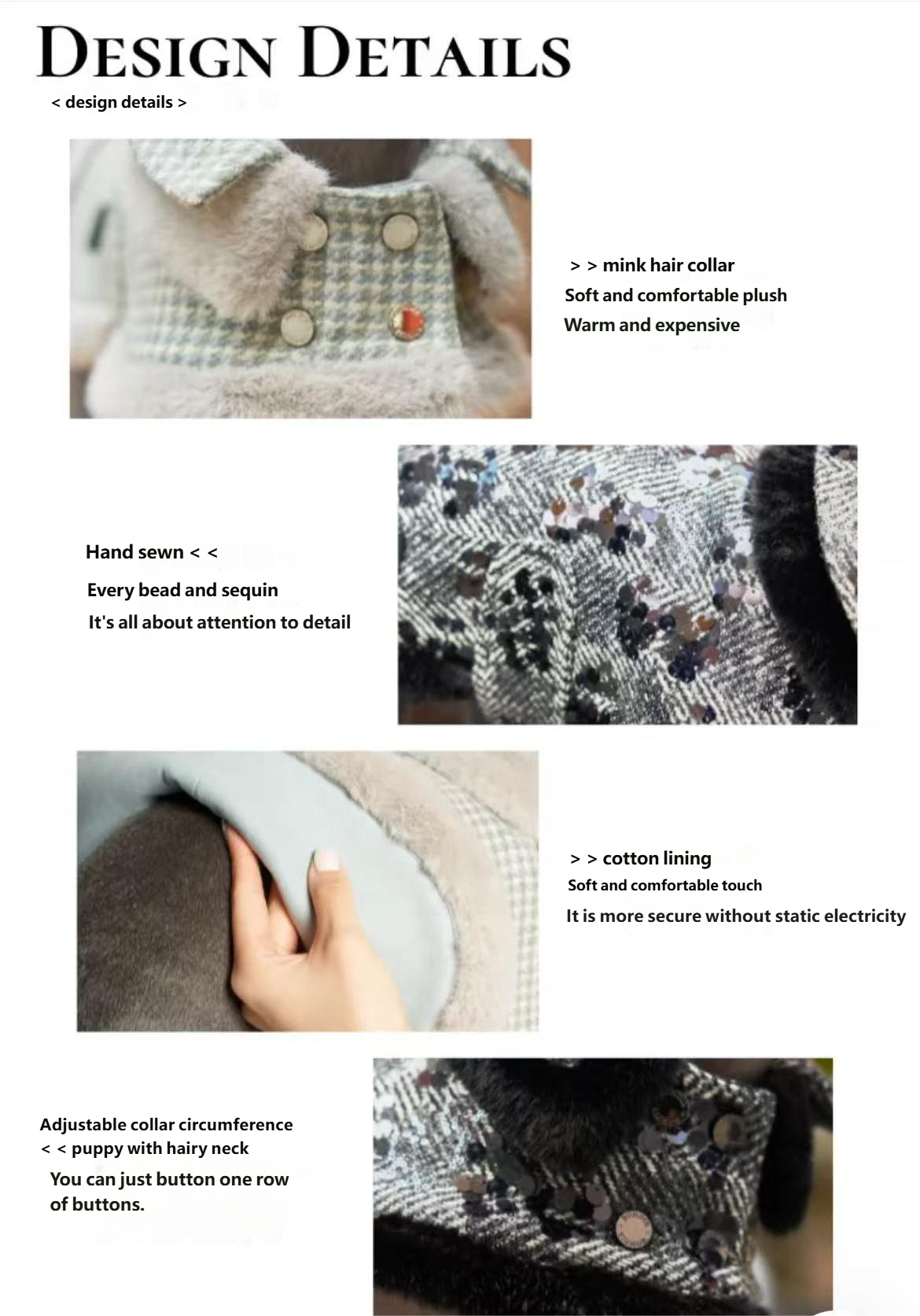 Black Houndstooth Party Dog Coat