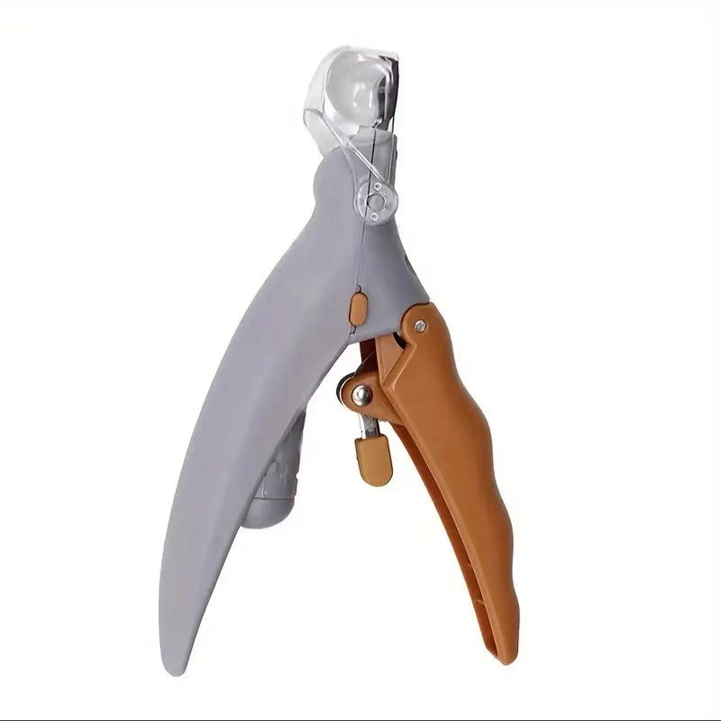 LED illuminated pet nail clipper with safety guard and ergonomic grip