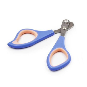 Grey stainless steel pet nail clipper with 2mm safety guard and ergonomic handle