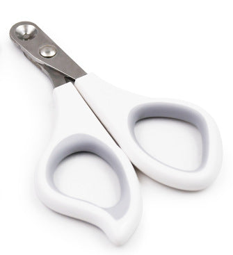 Grey stainless steel pet nail clipper with 2mm safety guard and ergonomic handle