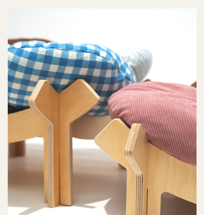 PetPamper Birch Wood Cat Bed – Single Layer Cushion