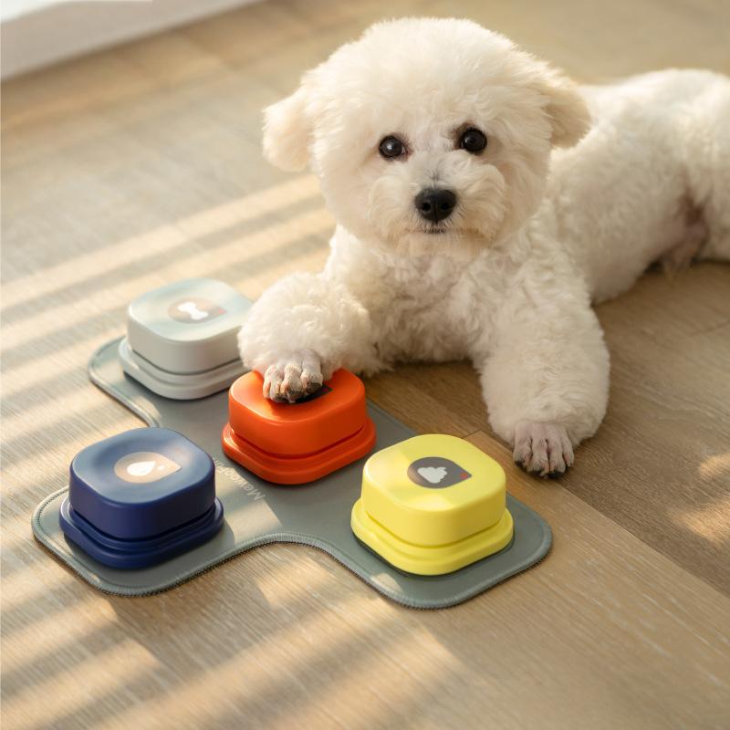 Recordable Pet Communication Buttons – 4 Pack with Non‑Slip Mat