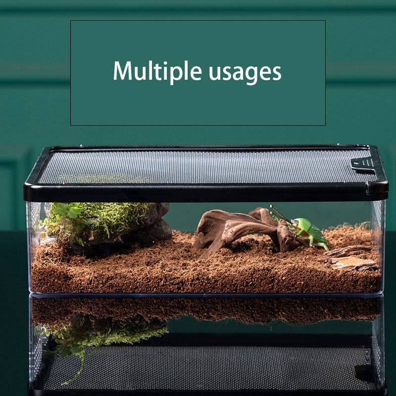 Transparent Reptile Enclosure – Small (Anti‑Escape Lid)