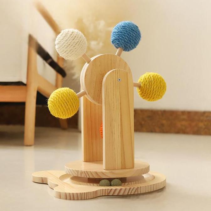 Sisal Ball Spinner Cat Toy (Solid Wood)