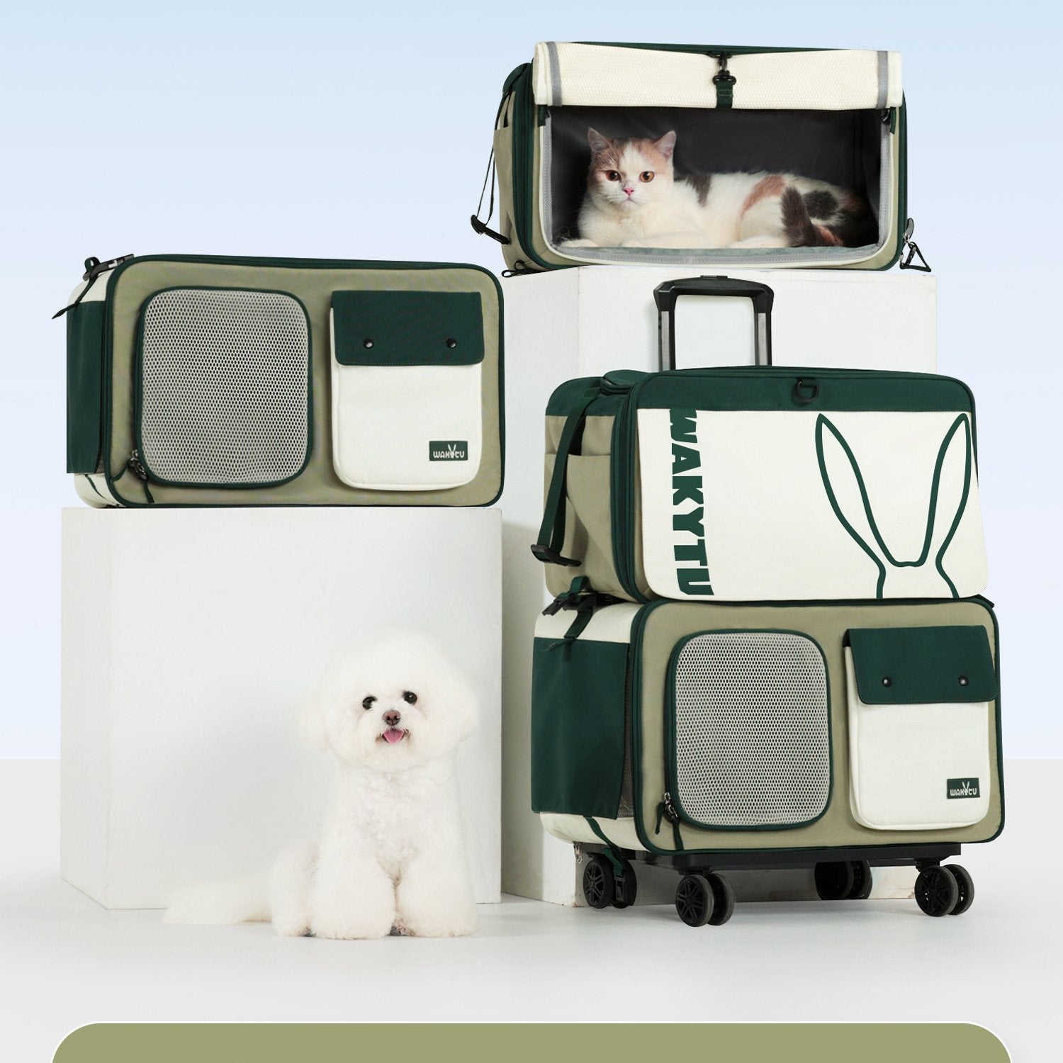 WAKYTU C216 3.0 Double-Deck Pet Trolley Carrier