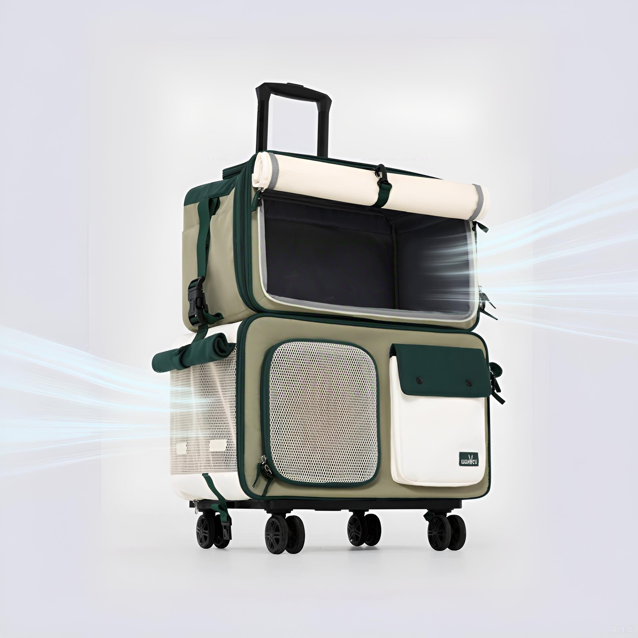 WAKYTU C216 3.0 Double-Deck Pet Trolley Carrier