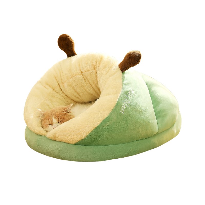 Green slipper-shaped plush pet bed with crystal velvet and non-slip bottom