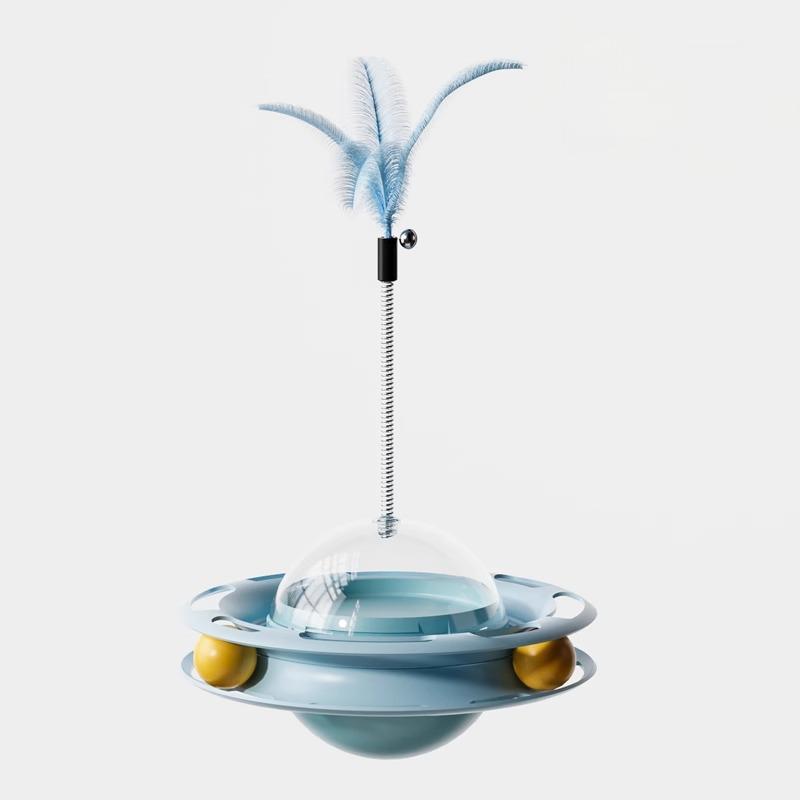 Interactive Wobble Cat Toy with Feather and Treat Dispenser