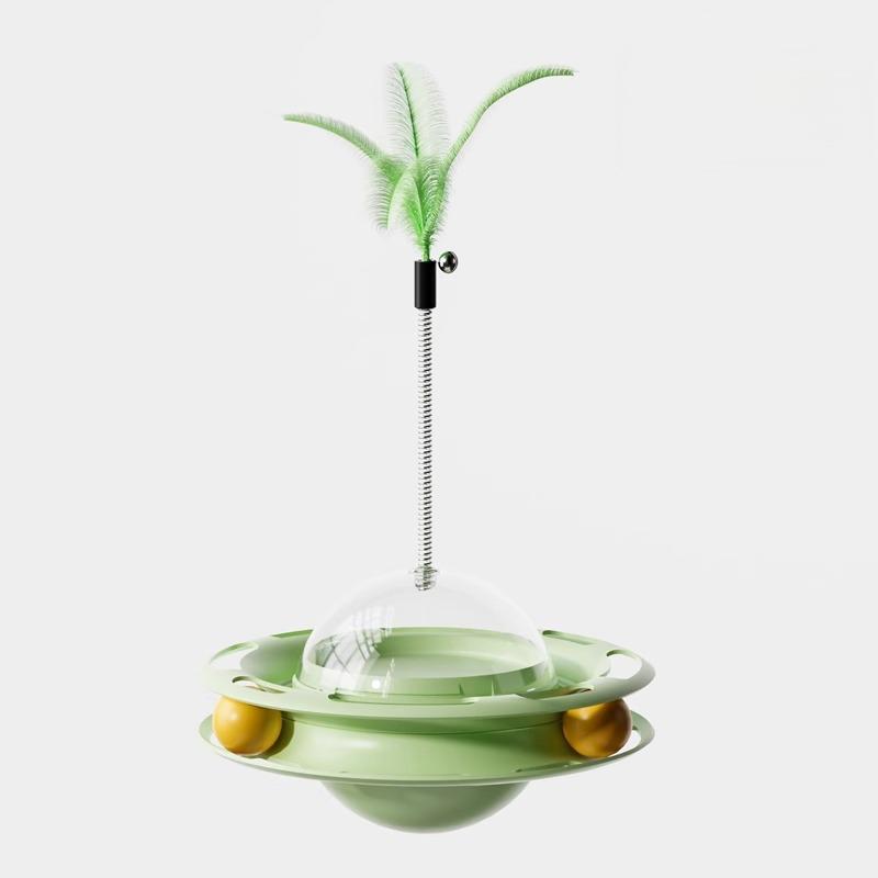 Interactive Wobble Cat Toy with Feather and Treat Dispenser